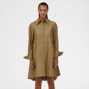 tibi tissue faux leather shirt dress size 6